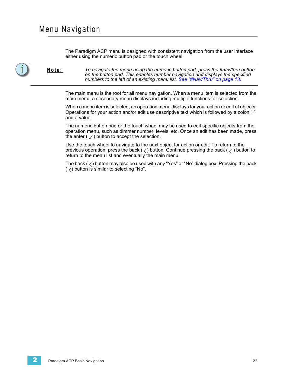 Menu navigation | ETC Unison Paradigm ACP Configuration Manual v2.1.2 User Manual | Page 27 / 100