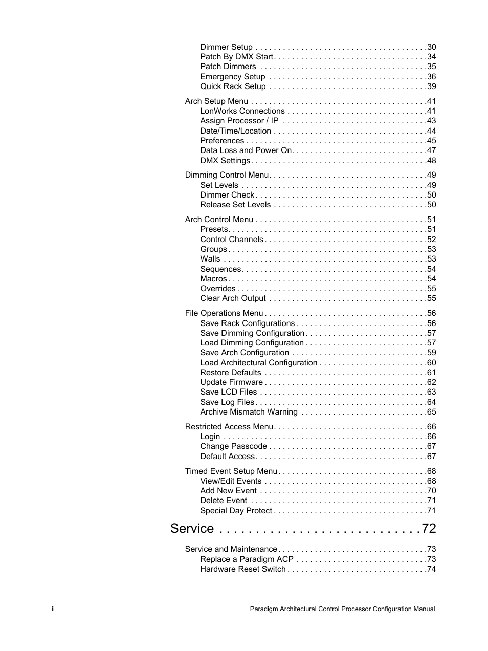 Service | ETC Unison Paradigm ACP Configuration Manual v2.1.2 User Manual | Page 4 / 100