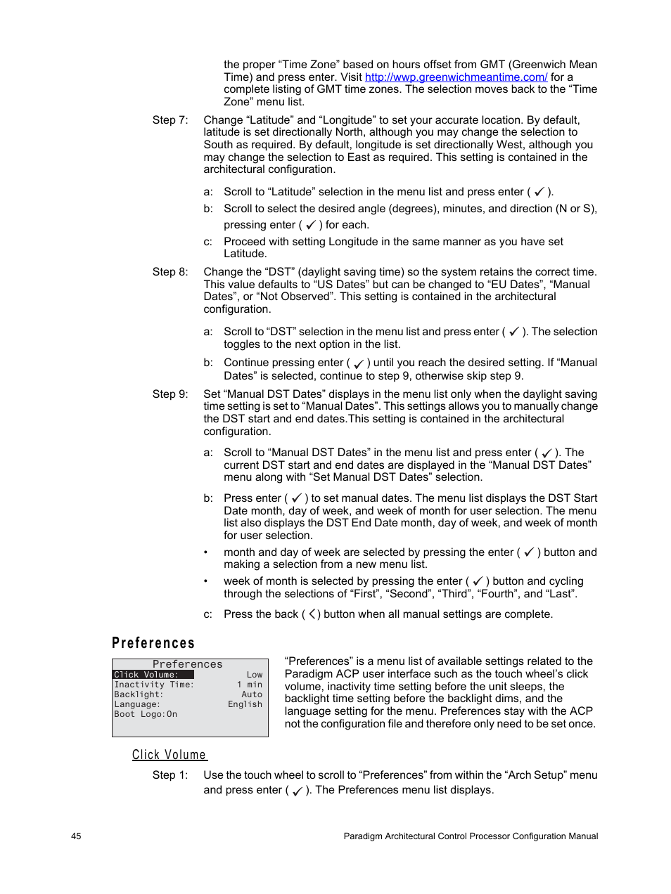 Preferences, Click volume | ETC Unison Paradigm ACP Configuration Manual v2.1.2 User Manual | Page 50 / 100