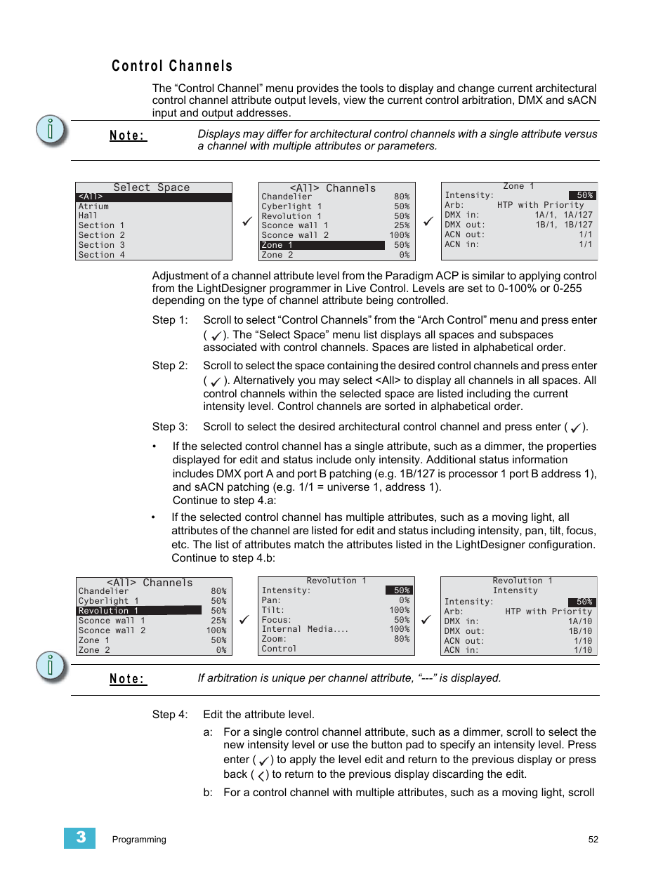 Control channels, N o t e | ETC Unison Paradigm ACP Configuration Manual v2.1.2 User Manual | Page 57 / 100