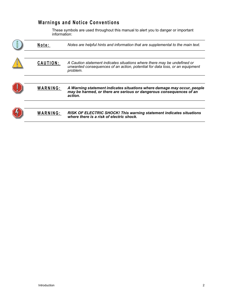 Warnings and notice conventions | ETC Unison Paradigm ACP Configuration Manual v2.1.2 User Manual | Page 7 / 100