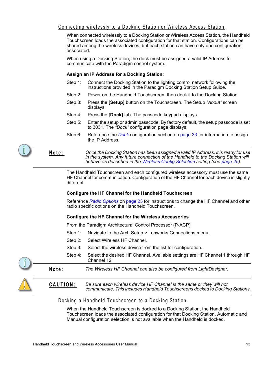 Access station, N o t e | ETC Unison Paradigm Handheld Touchscreen and Wireless Accessories User Manual | Page 17 / 44