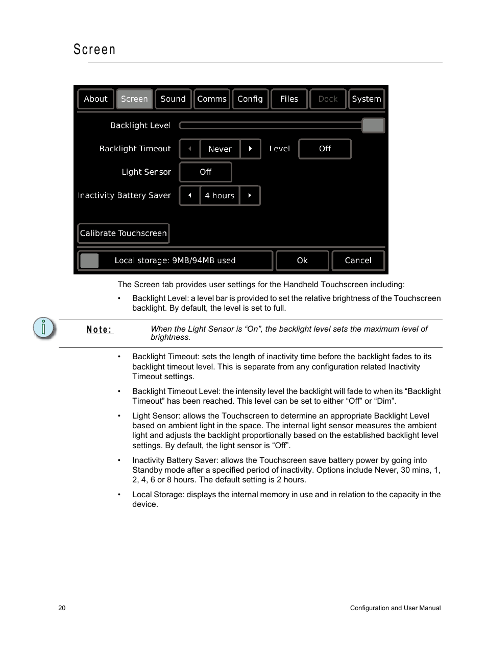 Screen | ETC Unison Paradigm Handheld Touchscreen and Wireless Accessories User Manual | Page 24 / 44