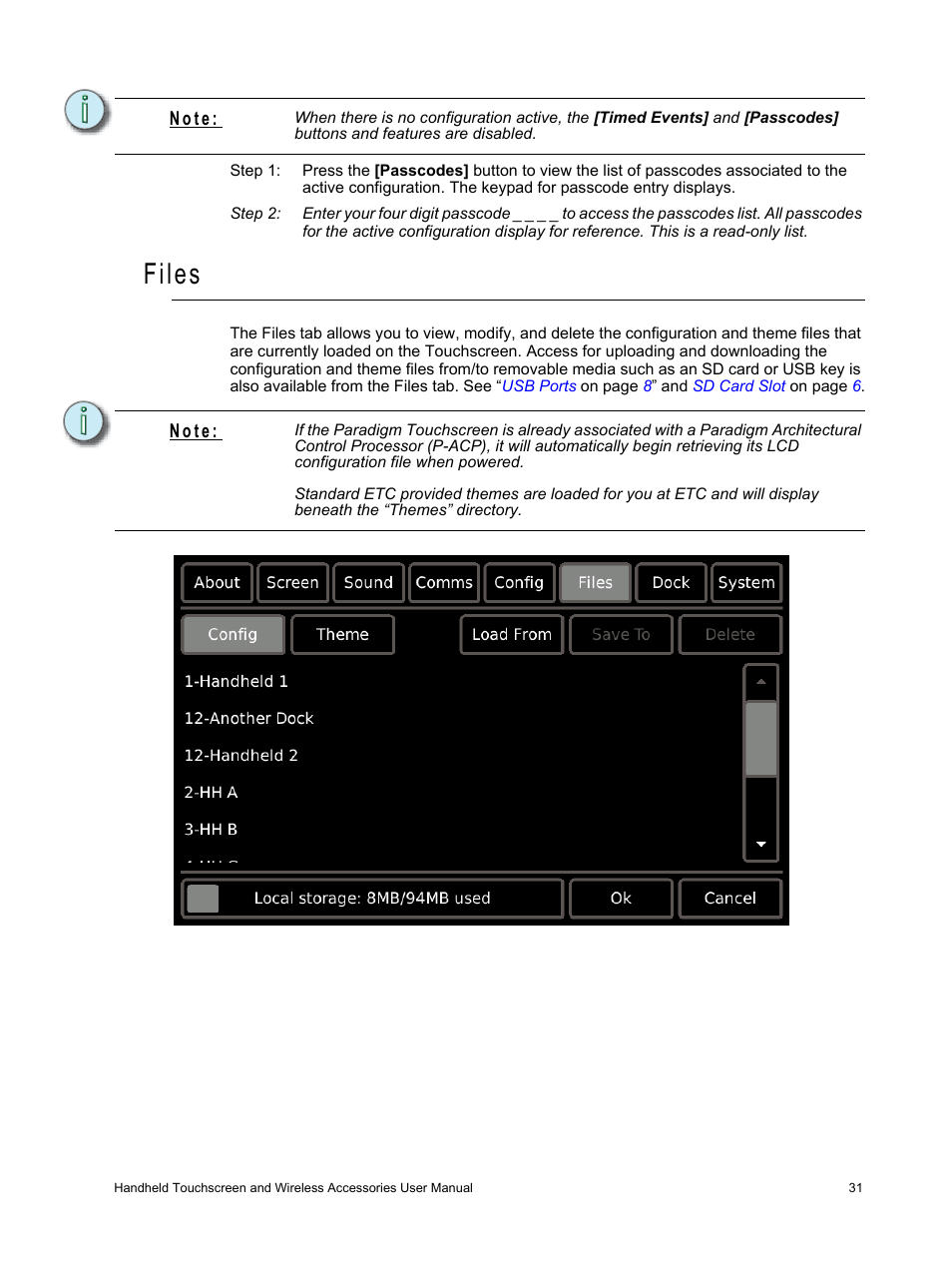 Files, N o t e | ETC Unison Paradigm Handheld Touchscreen and Wireless Accessories User Manual | Page 35 / 44