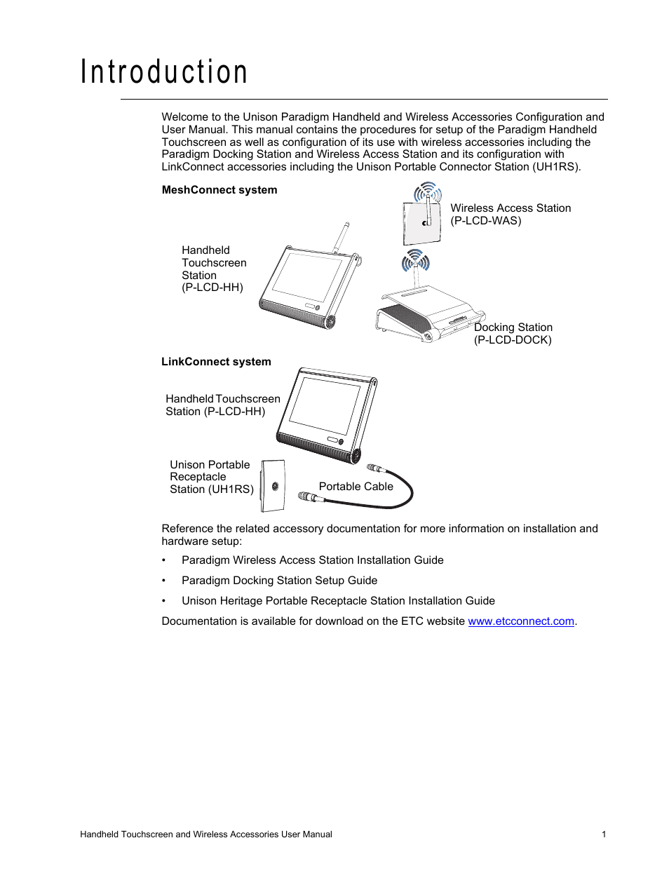 Introduction | ETC Unison Paradigm Handheld Touchscreen and Wireless Accessories User Manual | Page 5 / 44