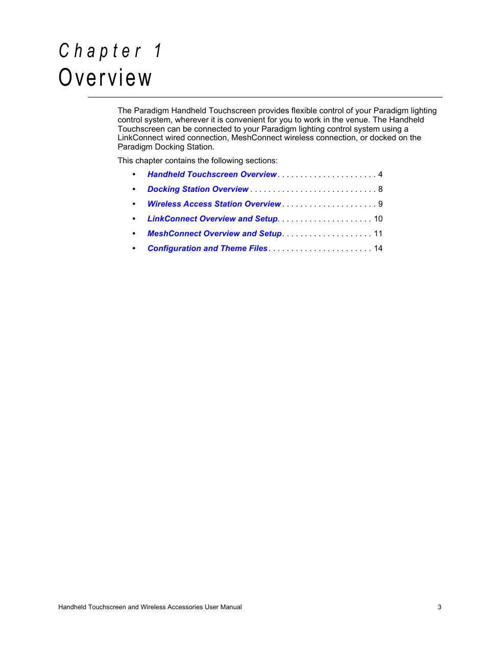 Overview, C h a p t e r 1 | ETC Unison Paradigm Handheld Touchscreen and Wireless Accessories User Manual | Page 7 / 44