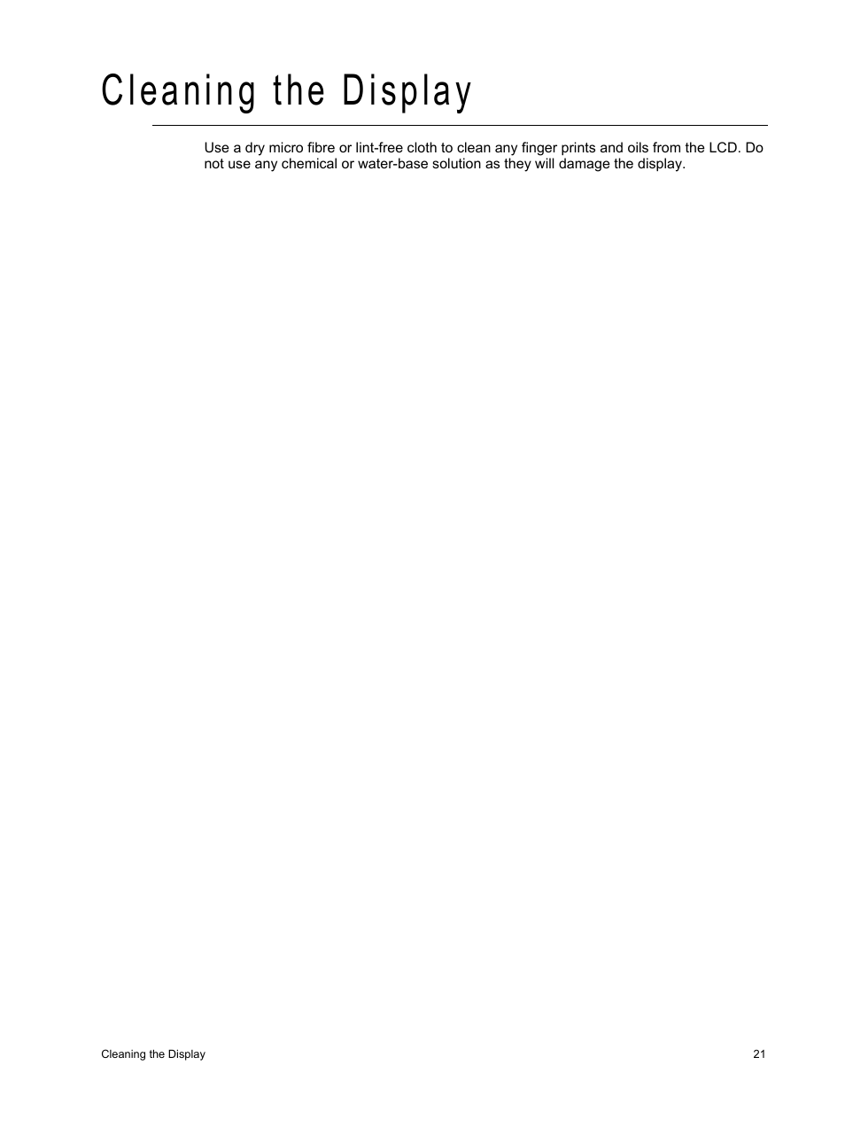 Cleaning the display | ETC Unison Paradigm Touchscreen User Manual | Page 23 / 24