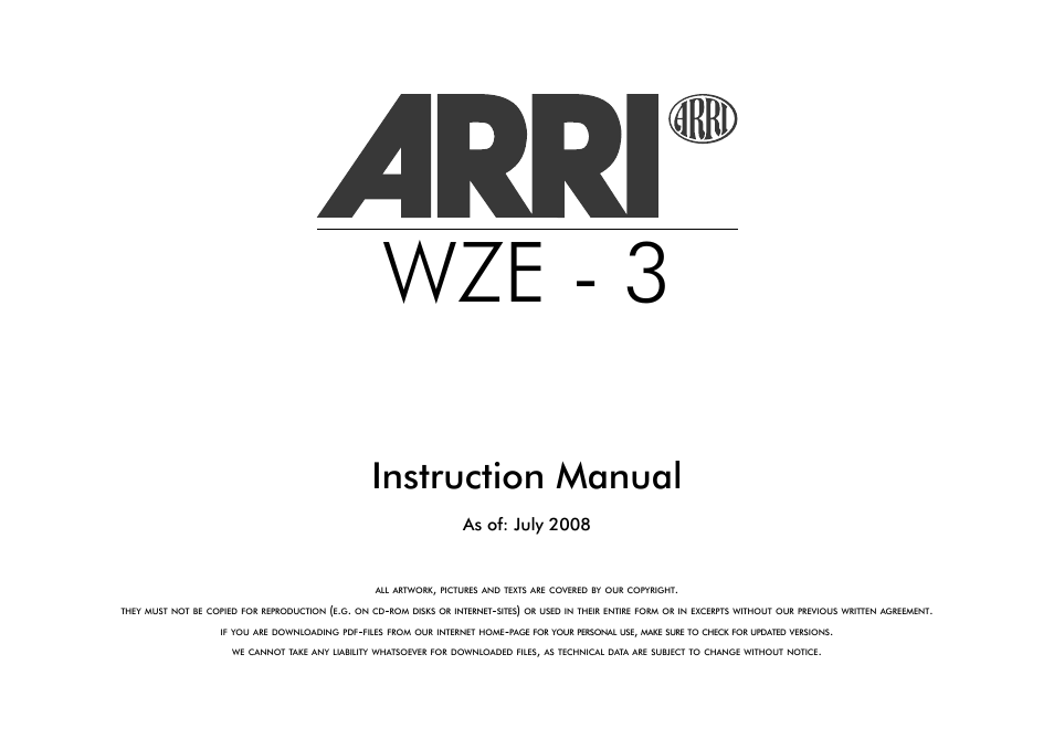 ARRI Wireless Zoom Extension Unit WZE - 3 User Manual | 18 pages