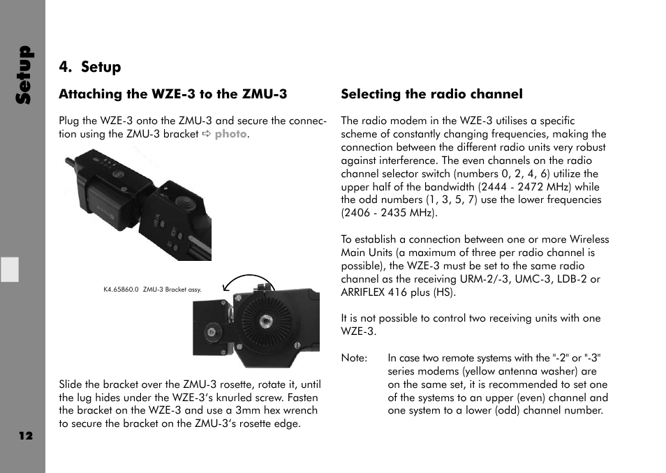 Setup | ARRI Wireless Zoom Extension Unit WZE - 3 User Manual | Page 12 / 18