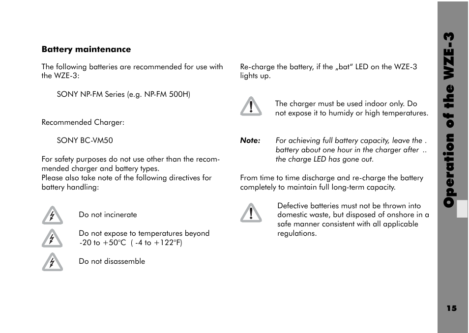 Operation of the wze -3 | ARRI Wireless Zoom Extension Unit WZE - 3 User Manual | Page 15 / 18