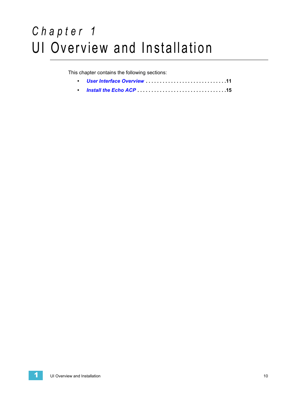 Ui overview and installation, C h a p t e r 1 | ETC Echo Architectural Control Processor (ACP) v1.0.0 User Manual | Page 15 / 88