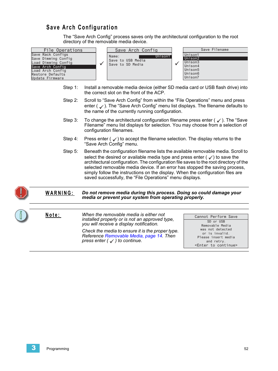Save arch configuration, N o t e | ETC Echo Architectural Control Processor (ACP) v1.0.0 User Manual | Page 57 / 88