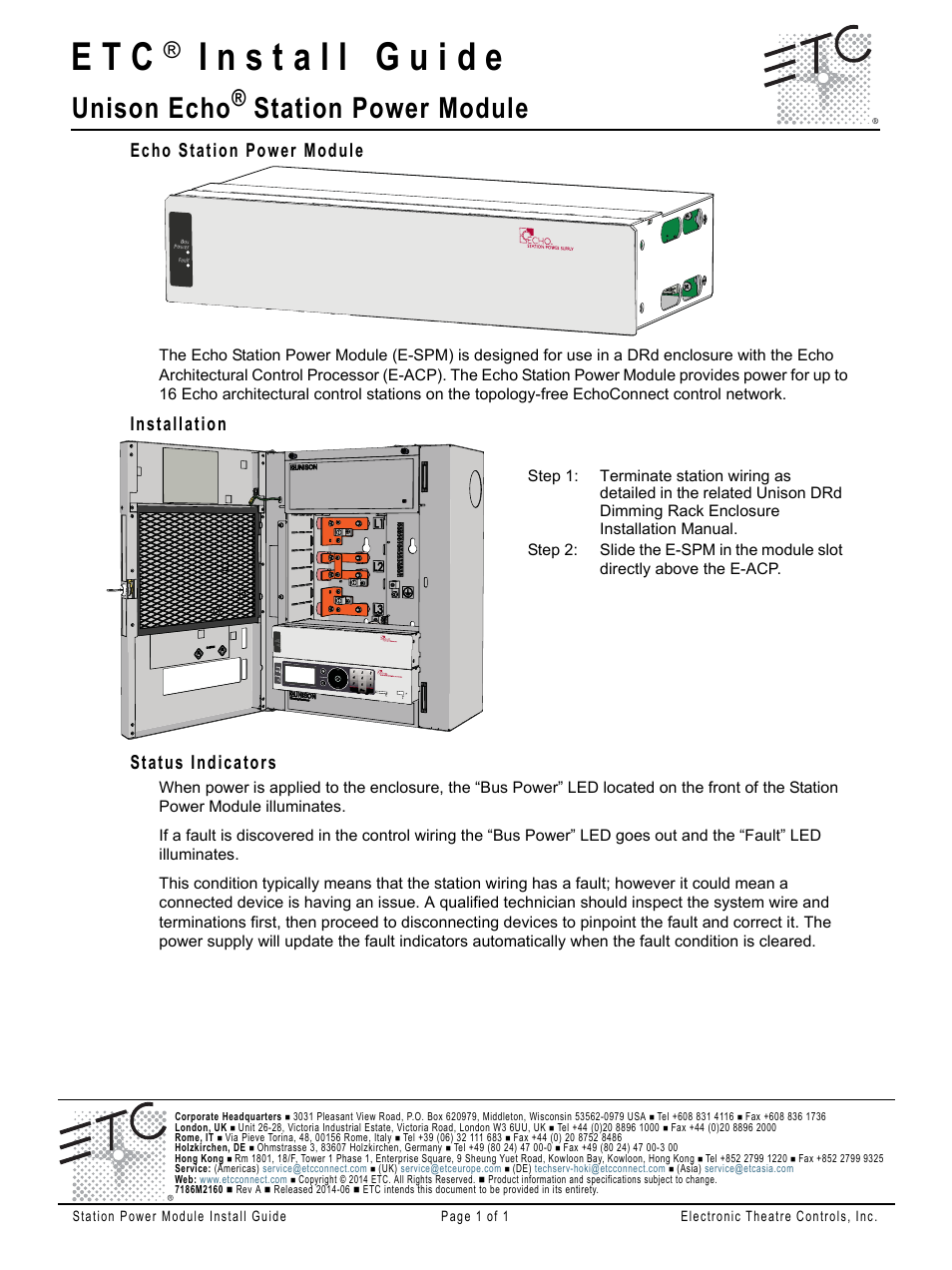 ETC Echo Station Power Module User Manual | 1 page