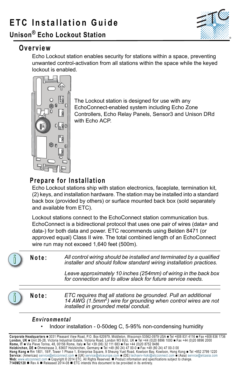 ETC Echo Lockout Station User Manual | 6 pages