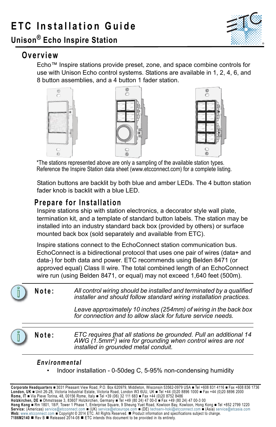 ETC Echo Inspire Station User Manual | 8 pages