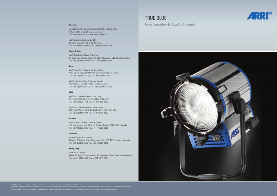 ARRI True Blue ST1 User Manual | 6 pages