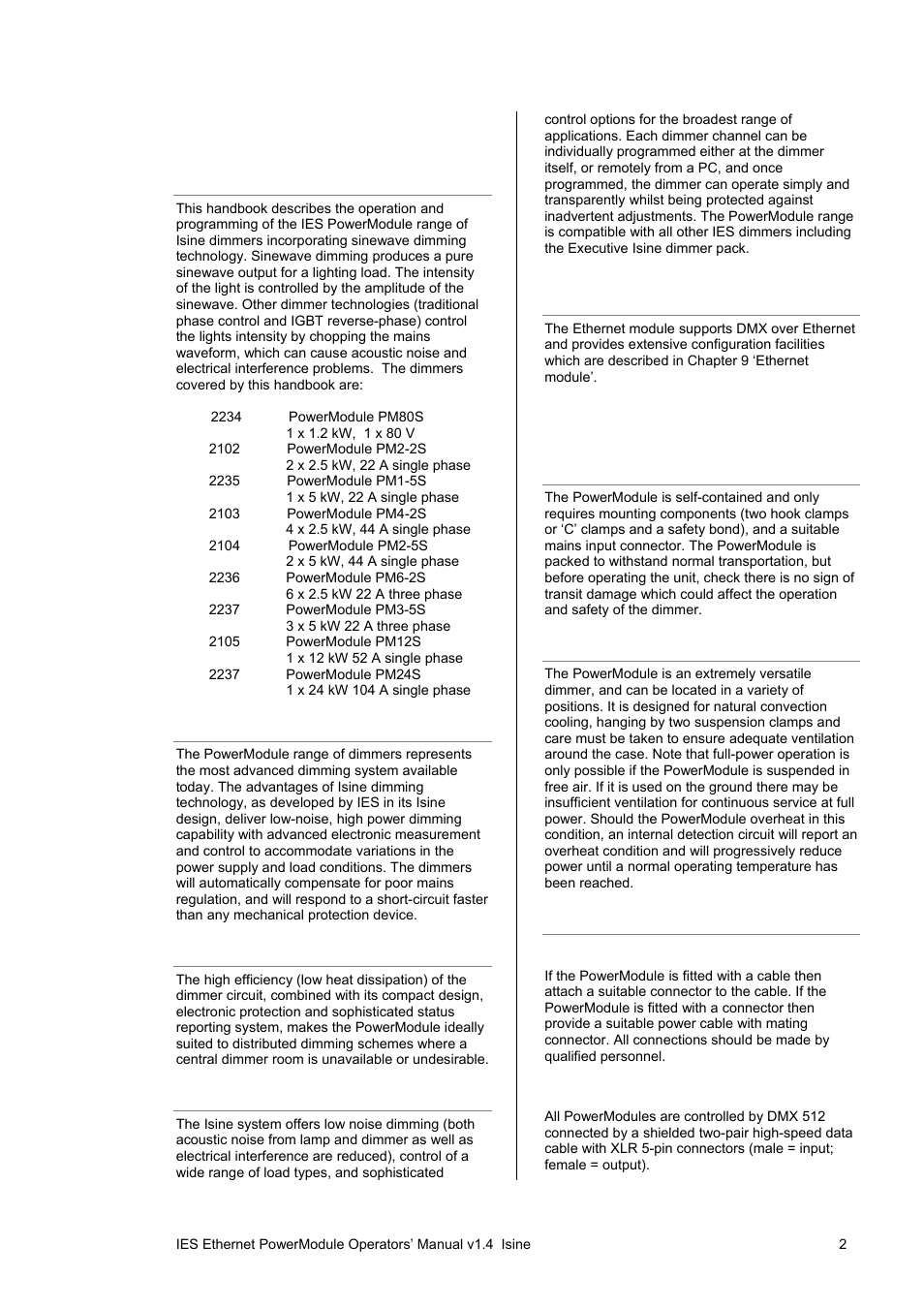 1 introduction, 2 unpacking and installation | ETC SineWave Power Module (Ethernet) User Manual | Page 2 / 20