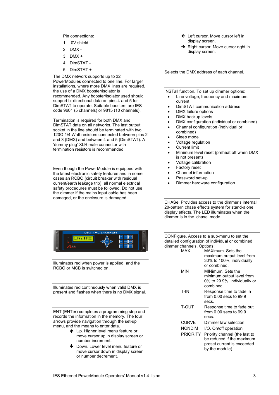 3 control panel layout | ETC SineWave Power Module (Ethernet) User Manual | Page 3 / 20