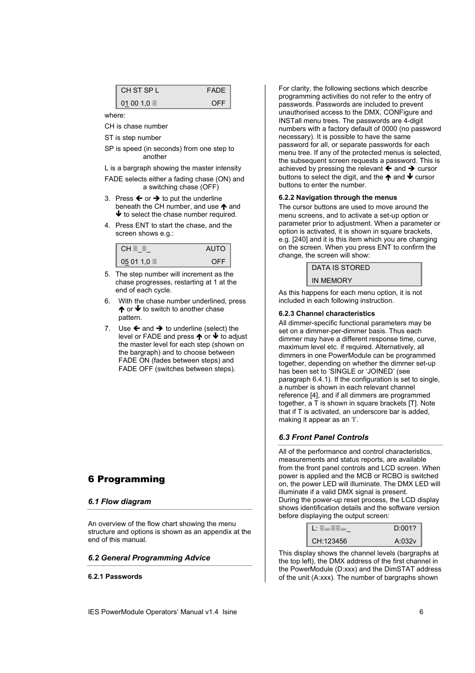 6 programming | ETC SineWave Power Module (DMX) User Manual | Page 6 / 21