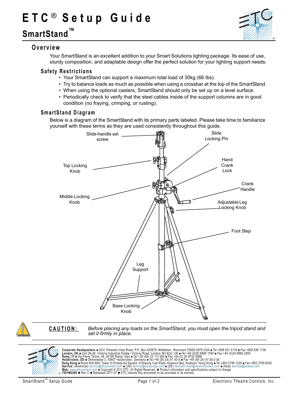 ETC SmartStand Setup Guide User Manual | 2 pages