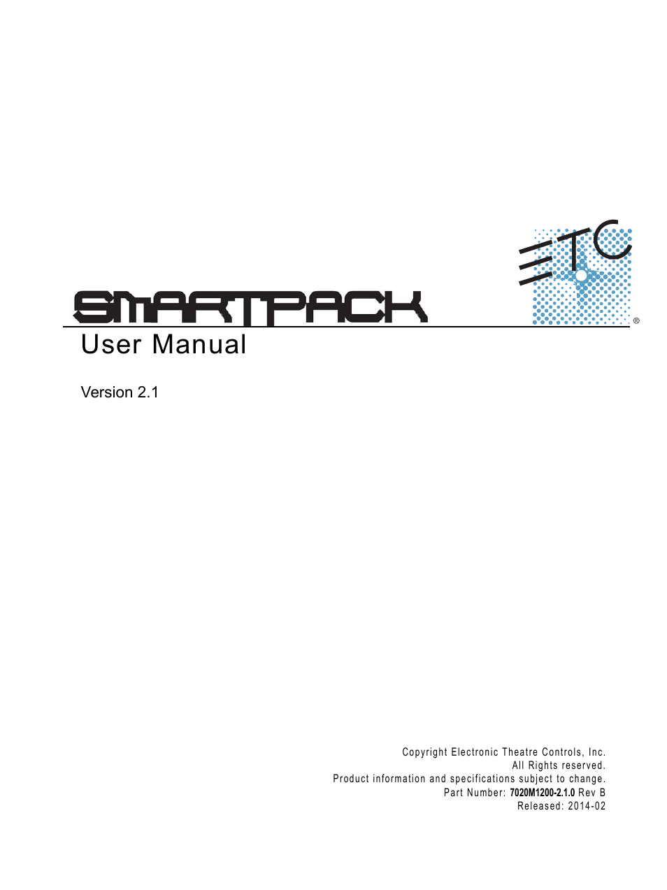 ETC SmartPack v2.1.0 User Manual | 36 pages