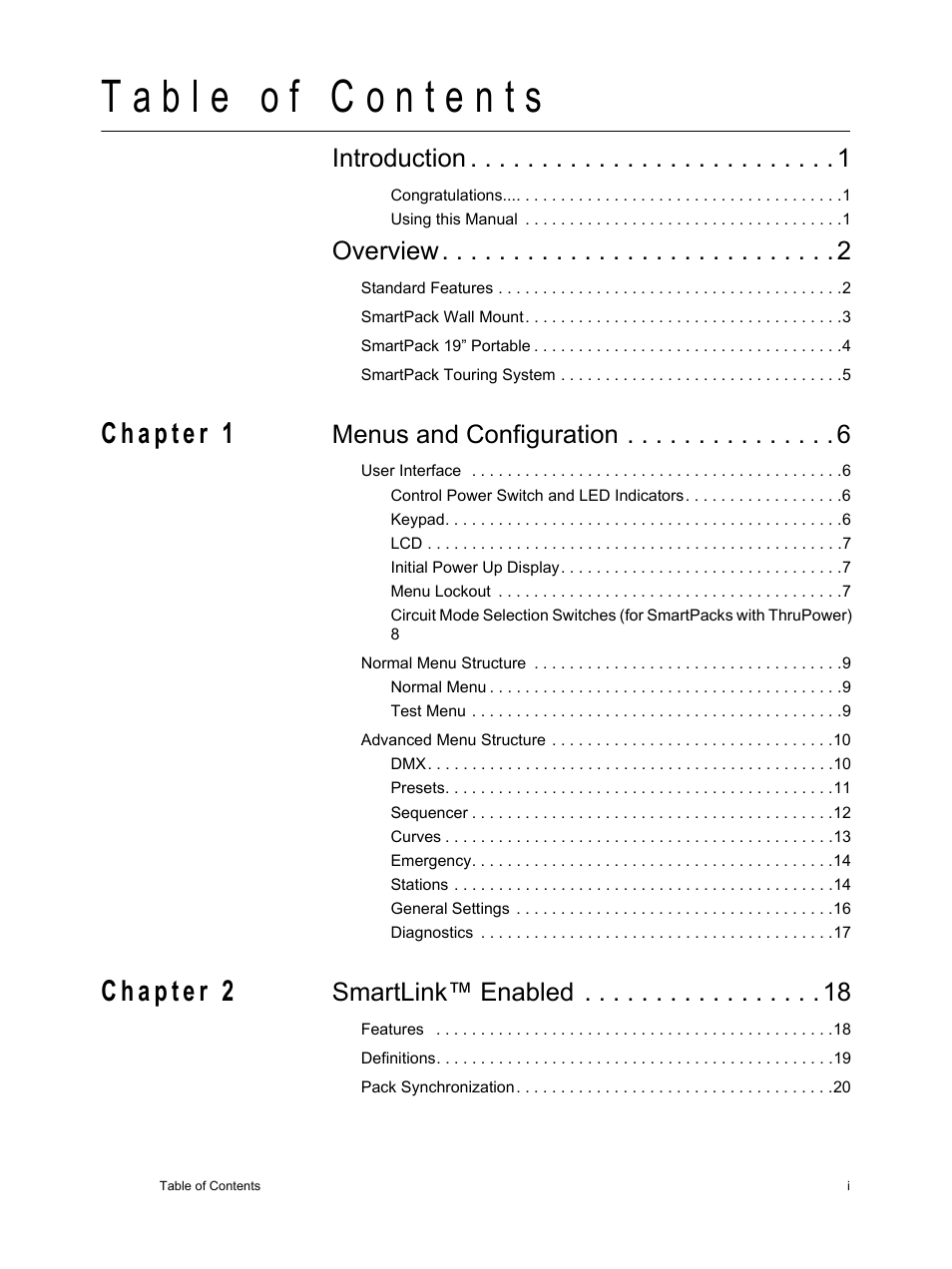 Introduction, Overview, Menus and configuration | Smartlink™ enabled | ETC SmartPack v2.1.0 User Manual | Page 3 / 36