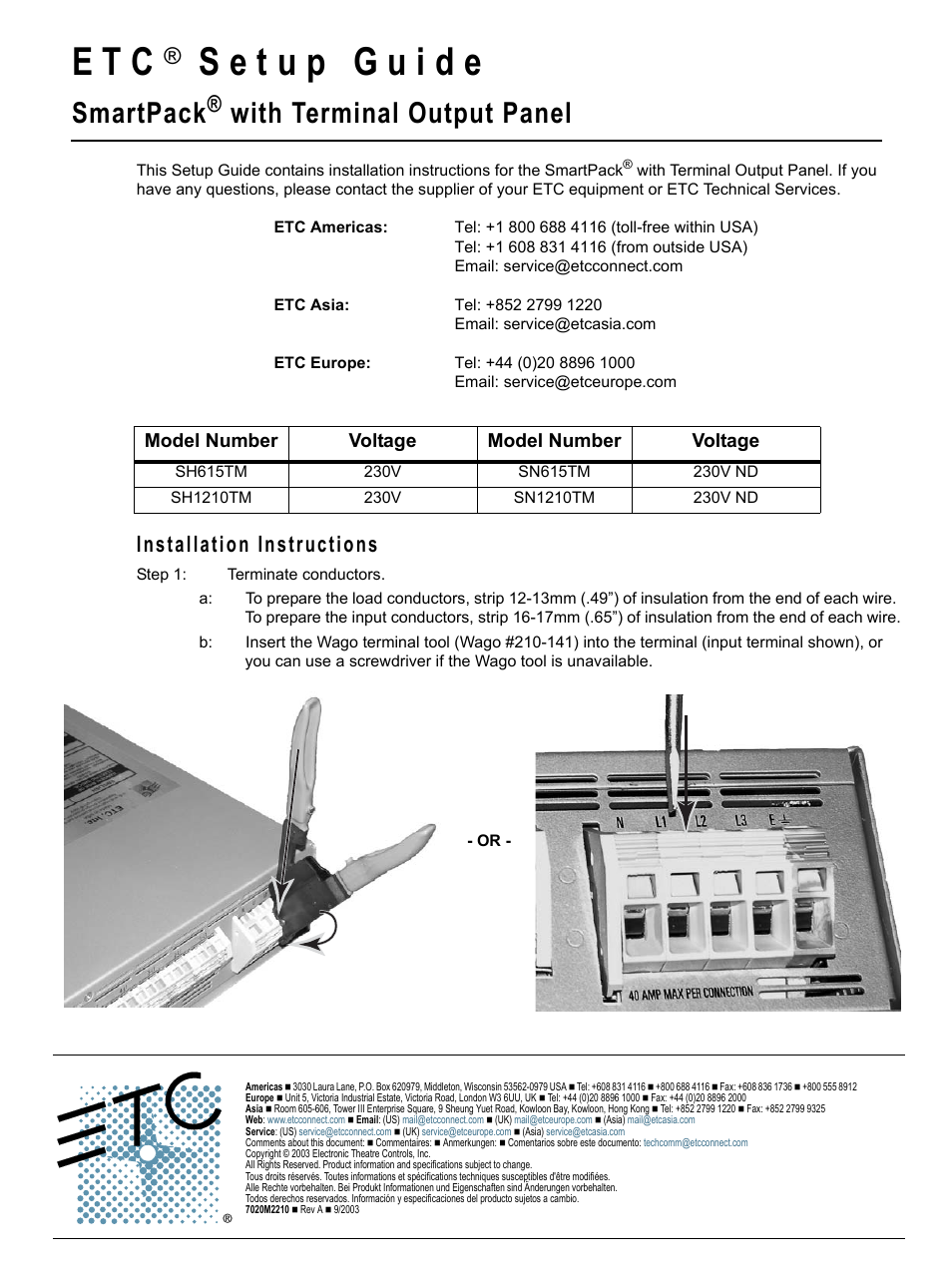 ETC SmartPack CE Terminal Output Panel Setup Guide User Manual | 2 pages