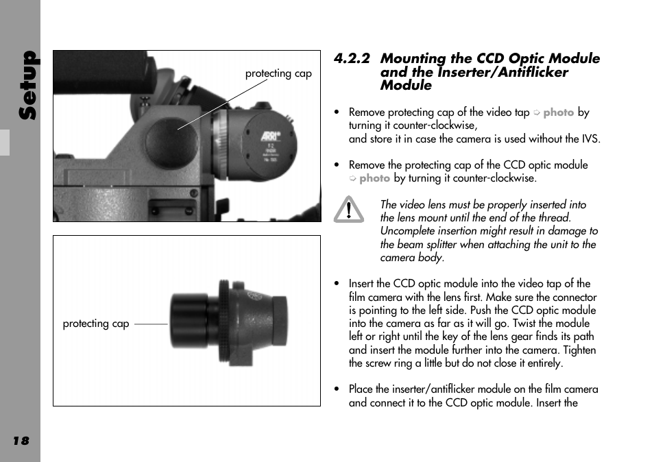 Mounting, Setup | ARRI 535B User Manual | Page 18 / 108