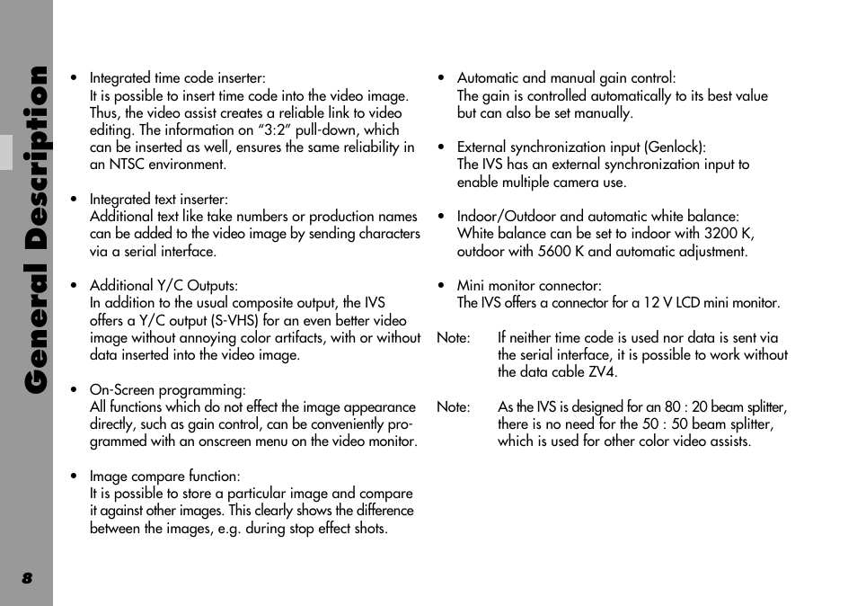 Ntsc, General description | ARRI 535B User Manual | Page 8 / 108