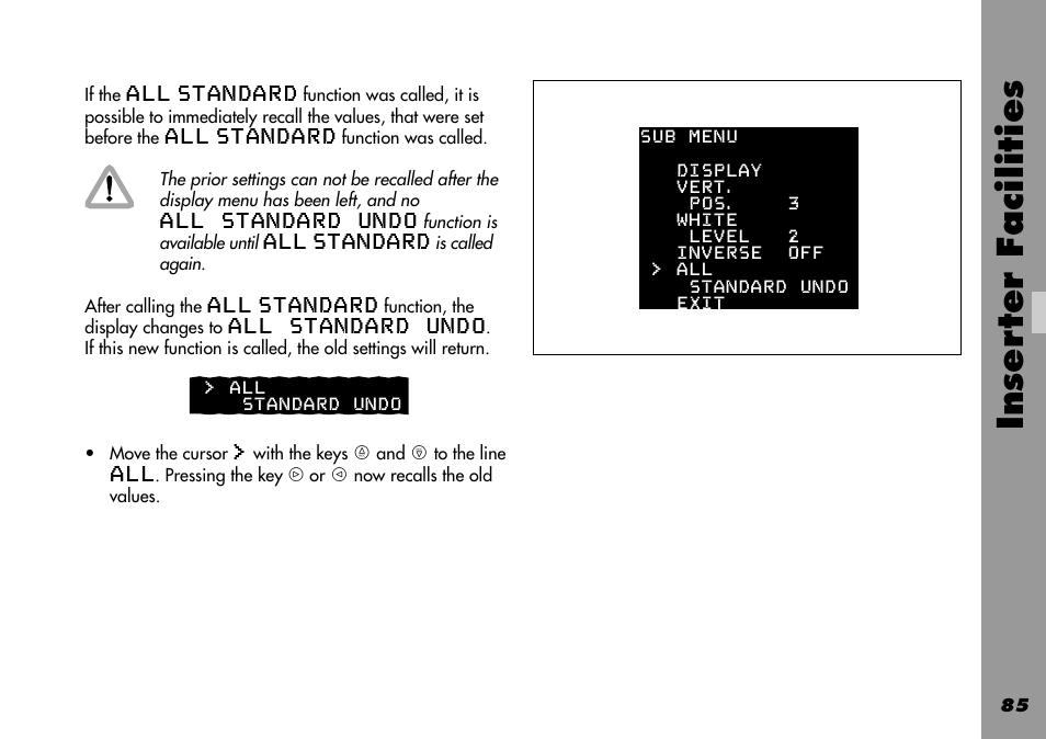 All standard undo, Undo, Inser ter facilities | ARRI 535B User Manual | Page 85 / 108