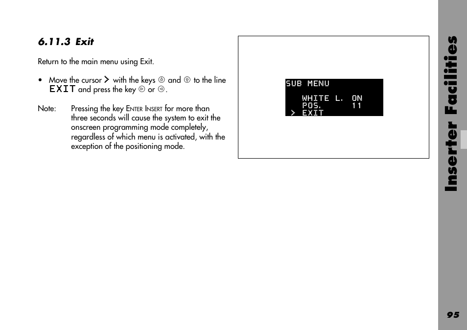 Exit, Technical data, Inser ter facilities | ARRI 535B User Manual | Page 95 / 108