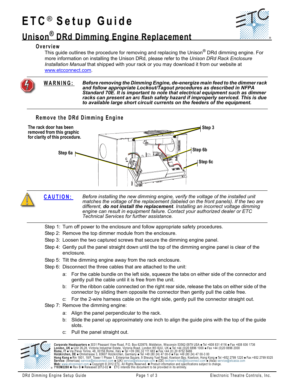 ETC Unison DRd Dimming Engine Replacement User Manual | 3 pages