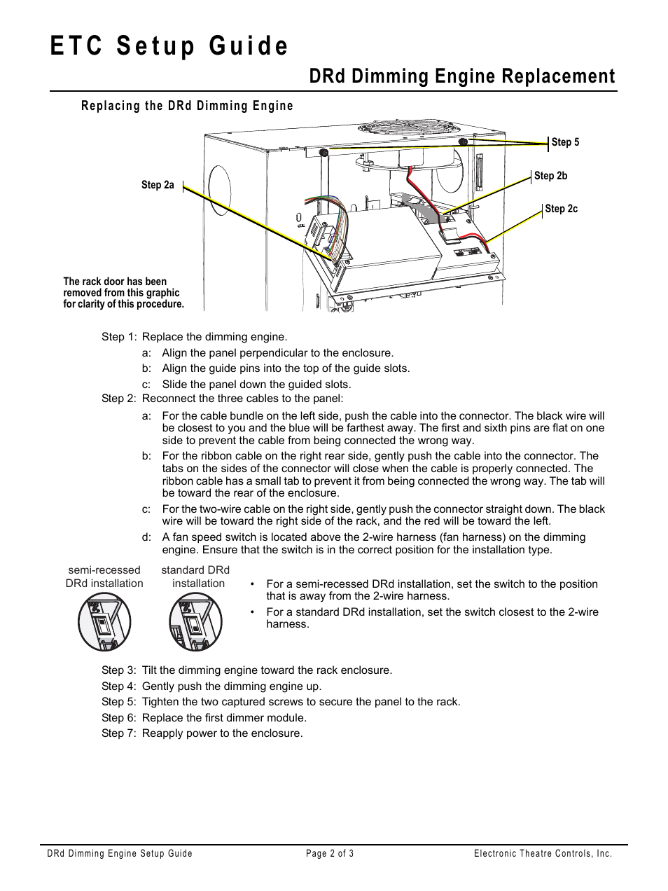 Replacing the drd dimming engine, Drd dimming engine replacement | ETC Unison DRd Dimming Engine Replacement User Manual | Page 2 / 3