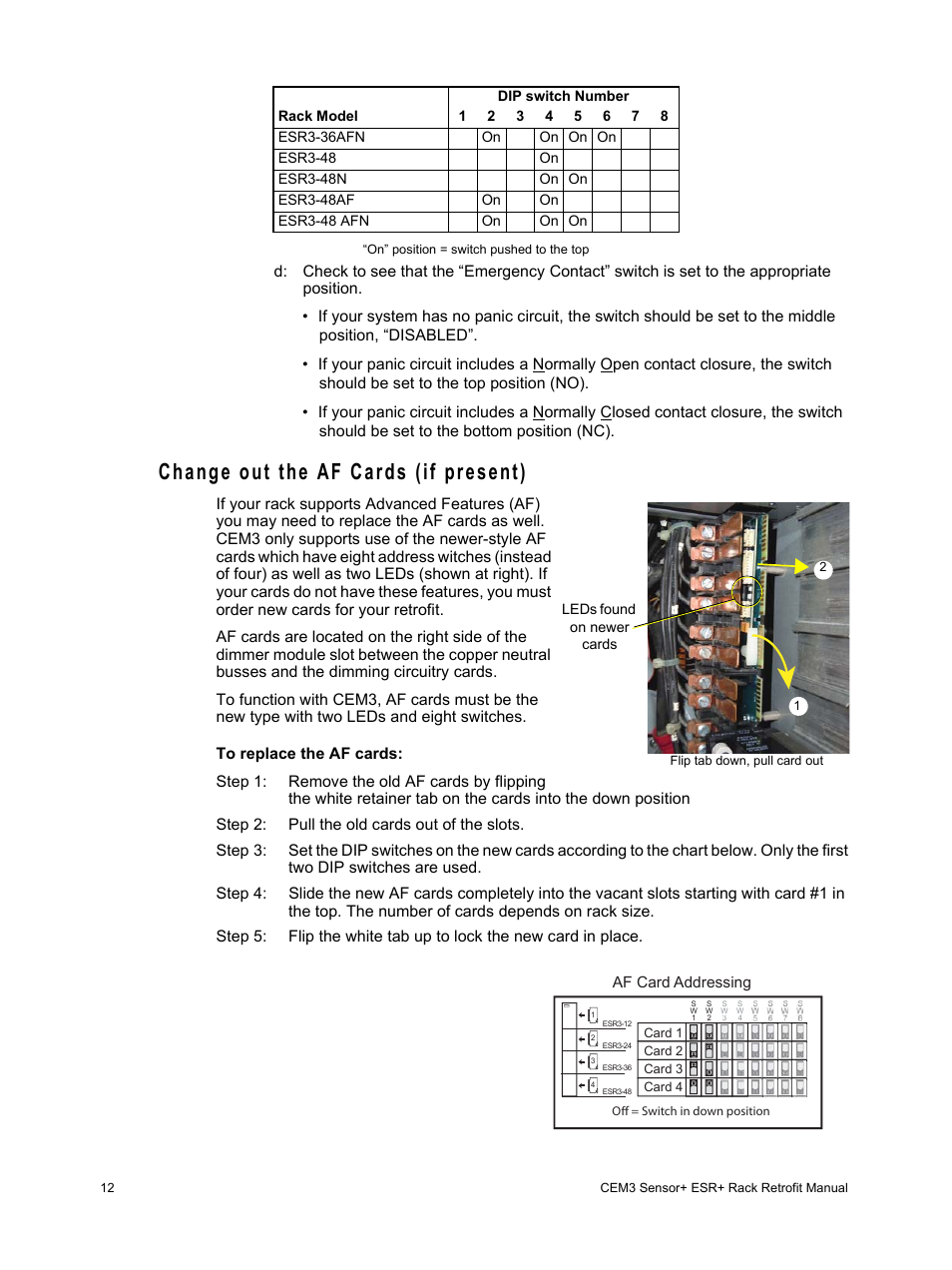 Change out the af cards (if present) | ETC Sensor+ CE Rack (ESR+) CEM+ to CEM3 Retrofit User Manual | Page 14 / 20