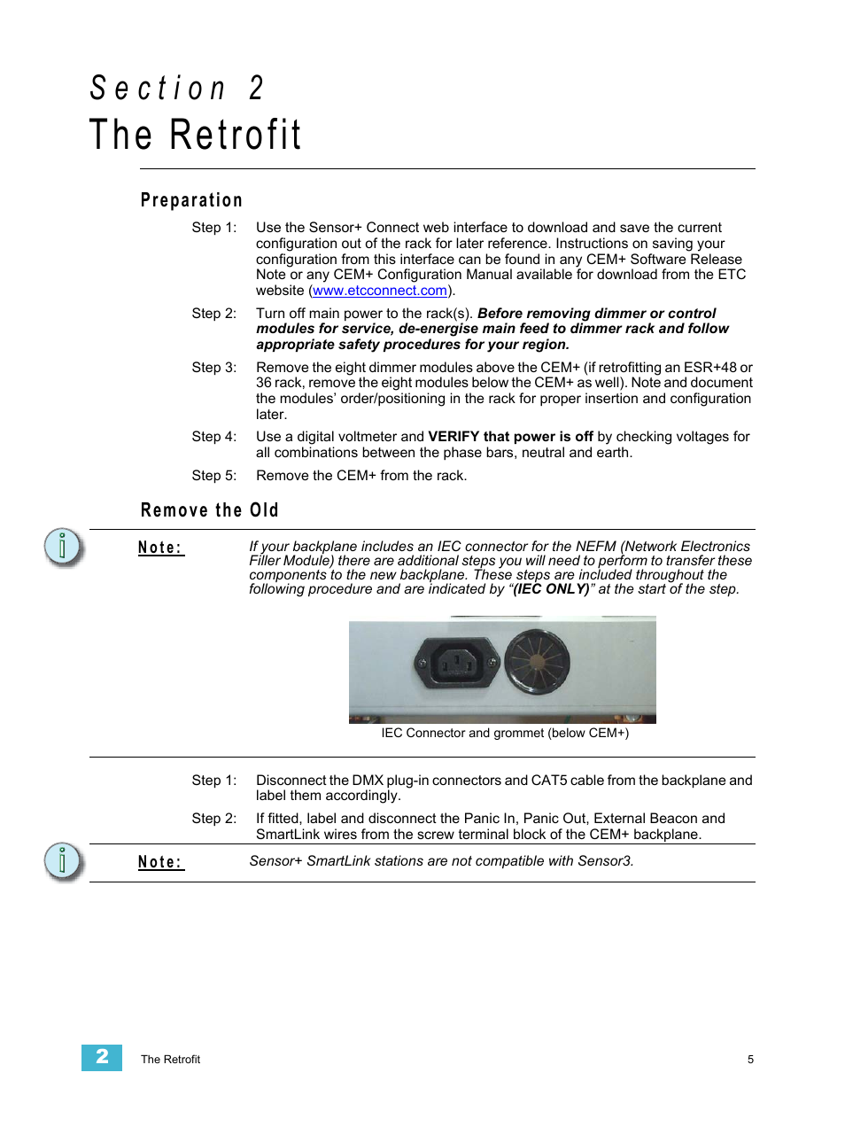 The retrofit, Preparation, Remove the old | ETC Sensor+ CE Rack (ESR+) CEM+ to CEM3 Retrofit User Manual | Page 7 / 20