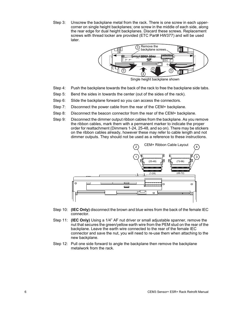 ETC Sensor+ CE Rack (ESR+) CEM+ to CEM3 Retrofit User Manual | Page 8 / 20