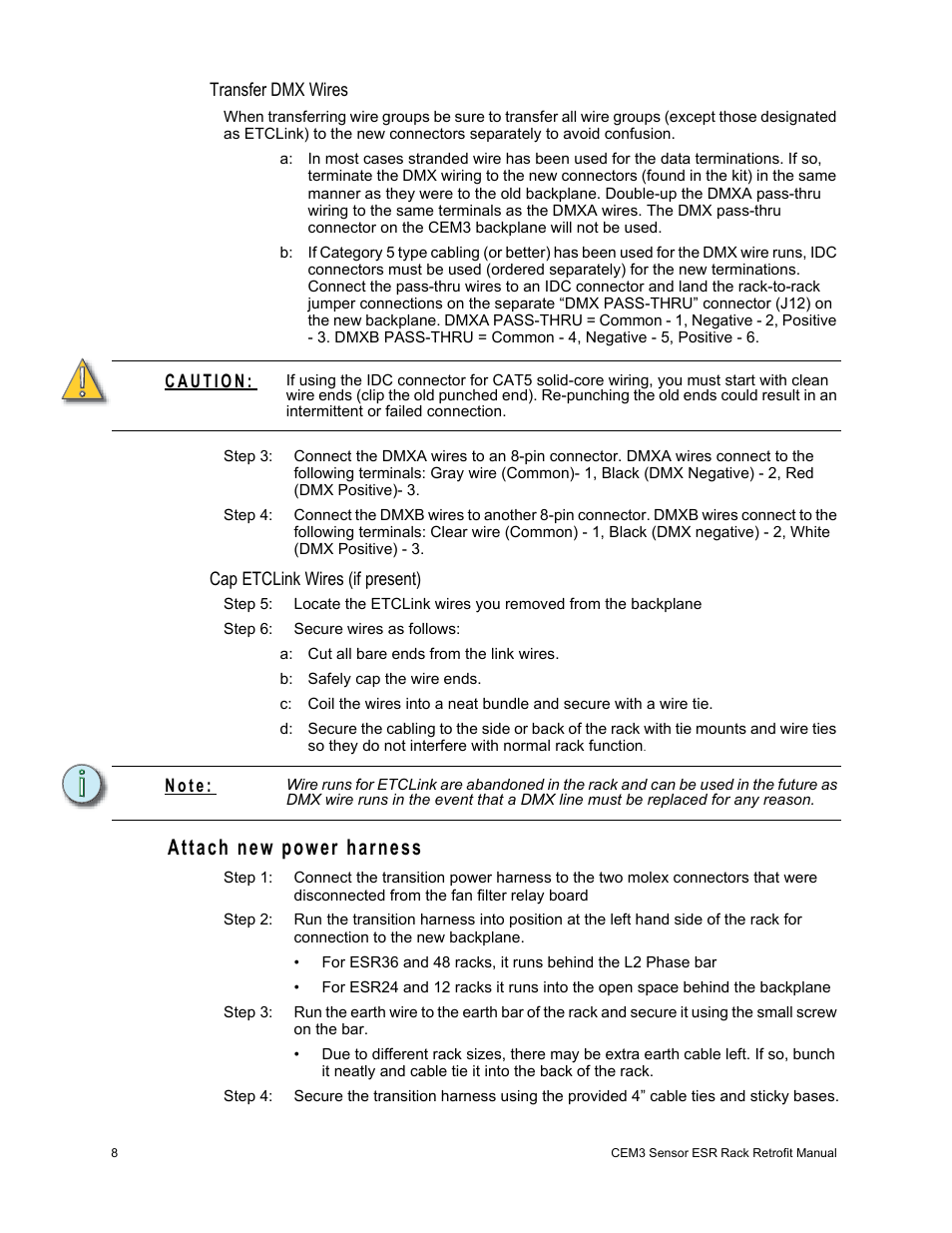 Attach new power harness | ETC Sensor CE Rack (ESR) ECEM to CEM3 Retrofit User Manual | Page 10 / 16