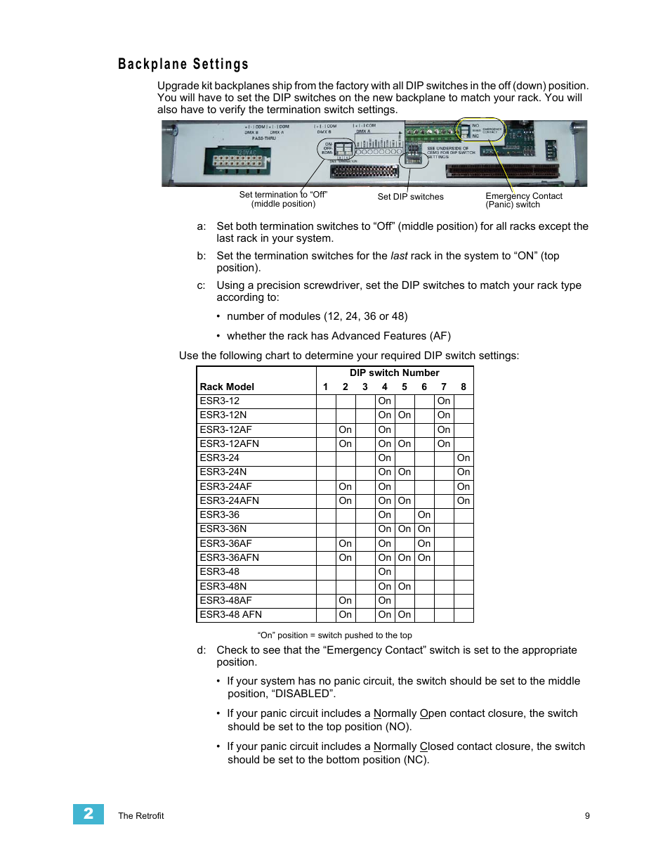 Backplane settings | ETC Sensor CE Rack (ESR) ECEM to CEM3 Retrofit User Manual | Page 11 / 16