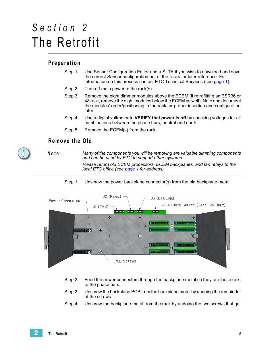 The retrofit, Preparation, Remove the old | ETC Sensor CE Rack (ESR) ECEM to CEM3 Retrofit User Manual | Page 7 / 16