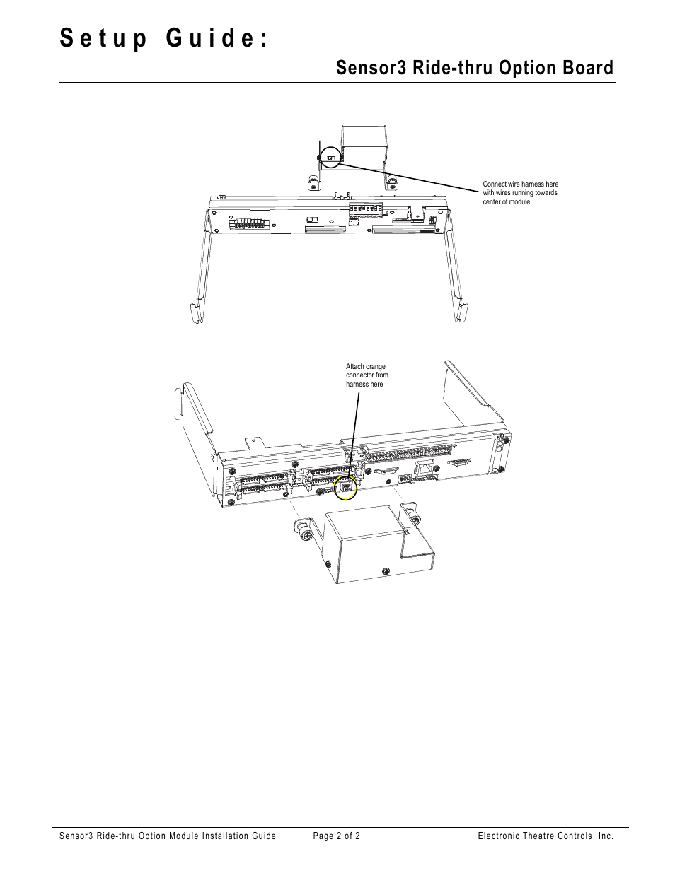 Sensor3 ride-thru option board | ETC Sensor3 RideThru Option Module User Manual | Page 2 / 2