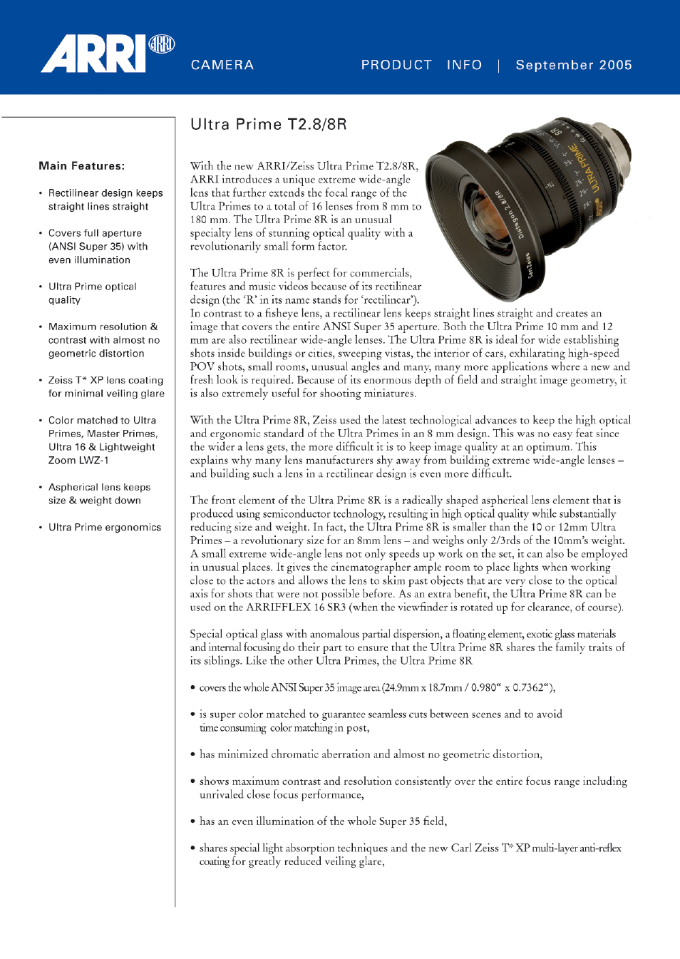 ARRI Ultra Prime T2.8/8R User Manual | 4 pages