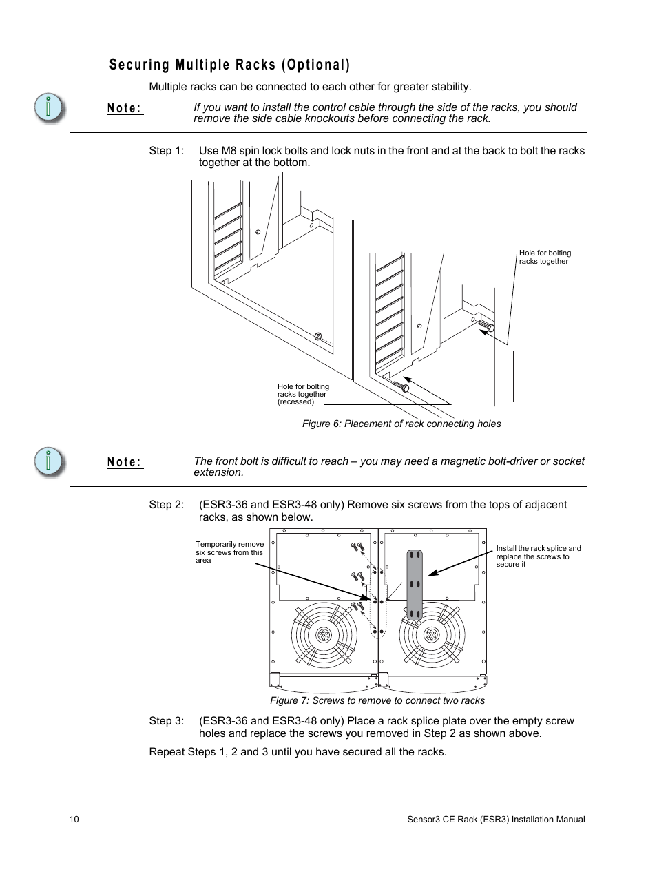 Securing multiple racks (optional), N o t e | ETC Sensor3 CE (ESR3) Rack User Manual | Page 18 / 48