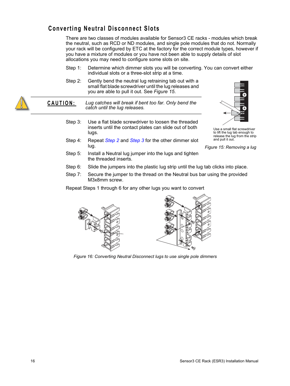Converting neutral disconnect slots | ETC Sensor3 CE (ESR3) Rack User Manual | Page 24 / 48