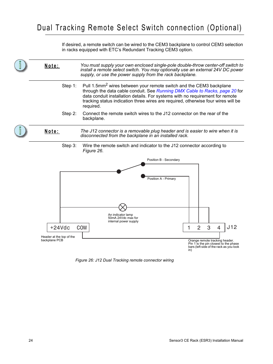 N o t e | ETC Sensor3 CE (ESR3) Rack User Manual | Page 32 / 48