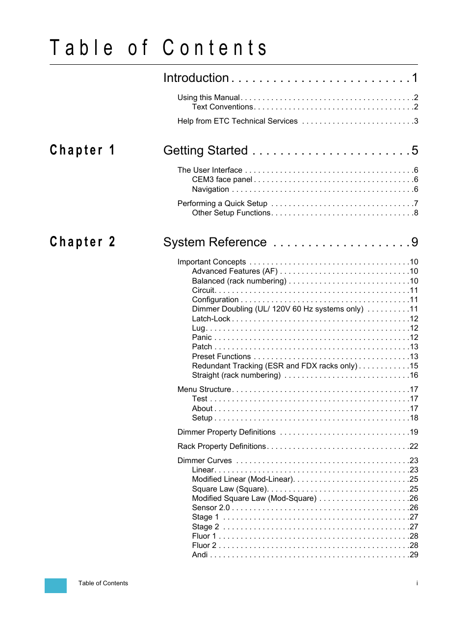 Introduction, Getting started, System reference | ETC CEM3 v1.5.1 User Manual | Page 3 / 76