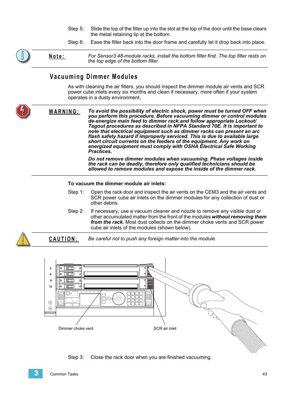 Vacuuming dimmer modules, N o t e | ETC CEM3 v1.5.1 User Manual | Page 49 / 76