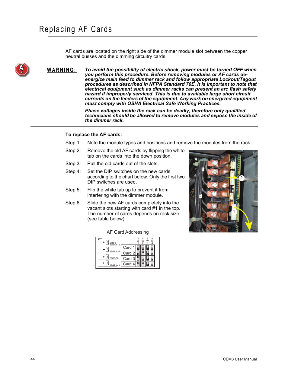 Replacing af cards | ETC CEM3 v1.5.1 User Manual | Page 50 / 76