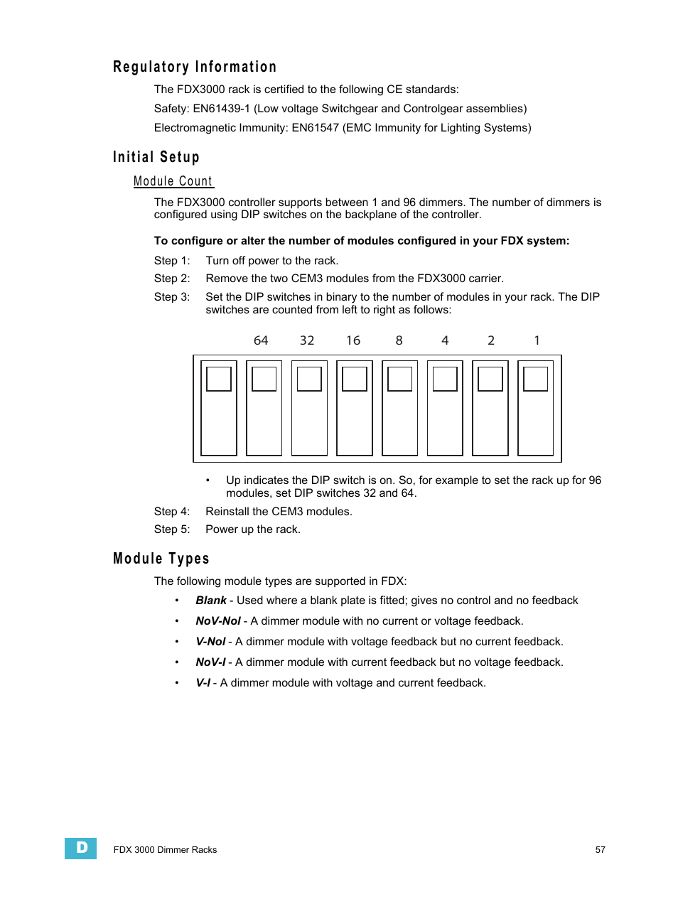 Regulatory information, Initial setup, Module count | Module types, Regulatory information initial setup module types | ETC CEM3 v1.5.1 User Manual | Page 63 / 76