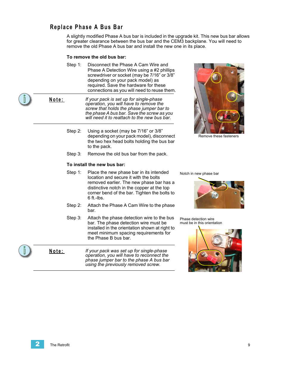 Replace phase a bus bar | ETC Sensor+ Portable Pack CEM+ to CEM3 Retrofit User Manual | Page 11 / 20