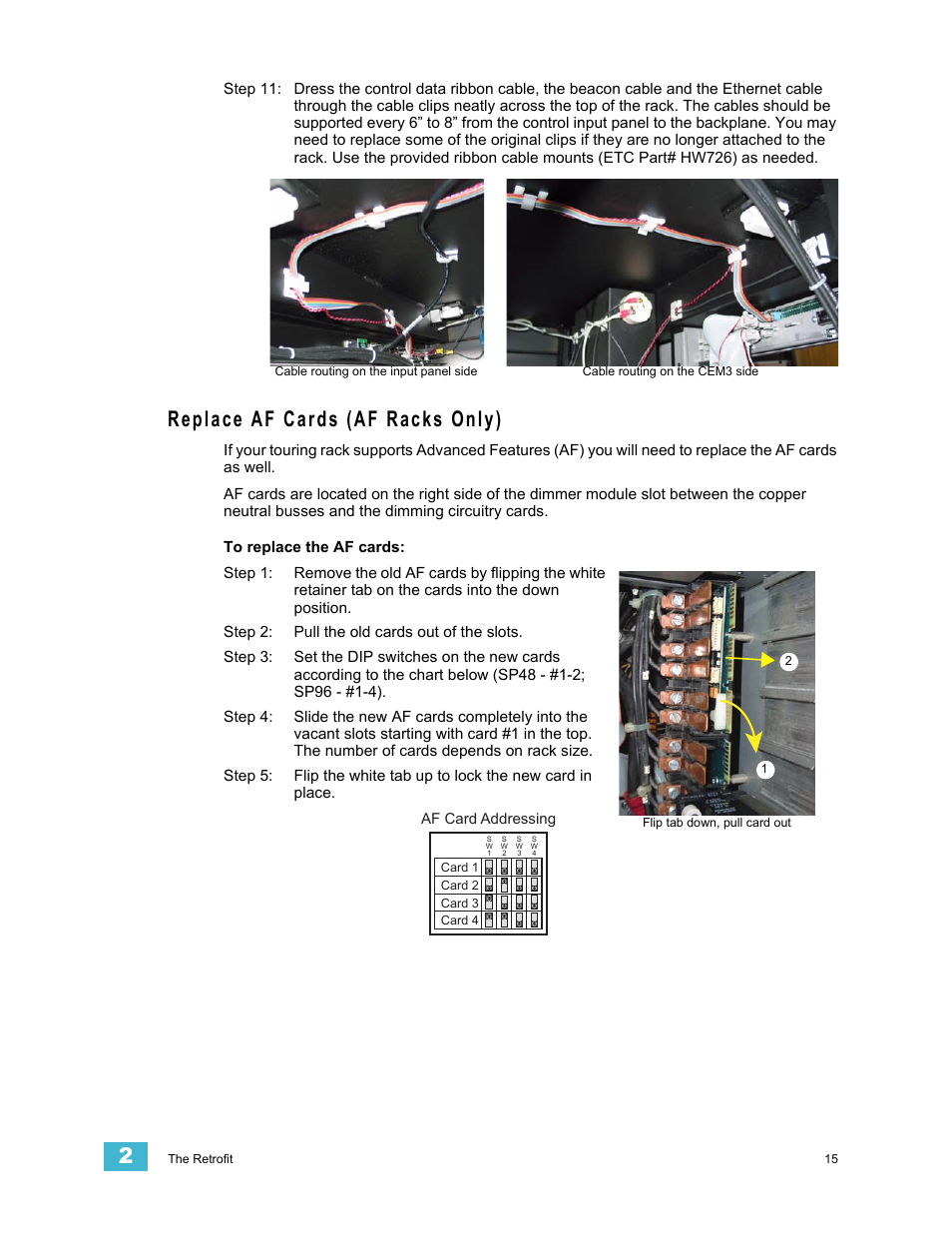 Replace af cards (af racks only) | ETC Sensor+ Touring Rack CEM+ to CEM3 Retrofit User Manual | Page 17 / 24